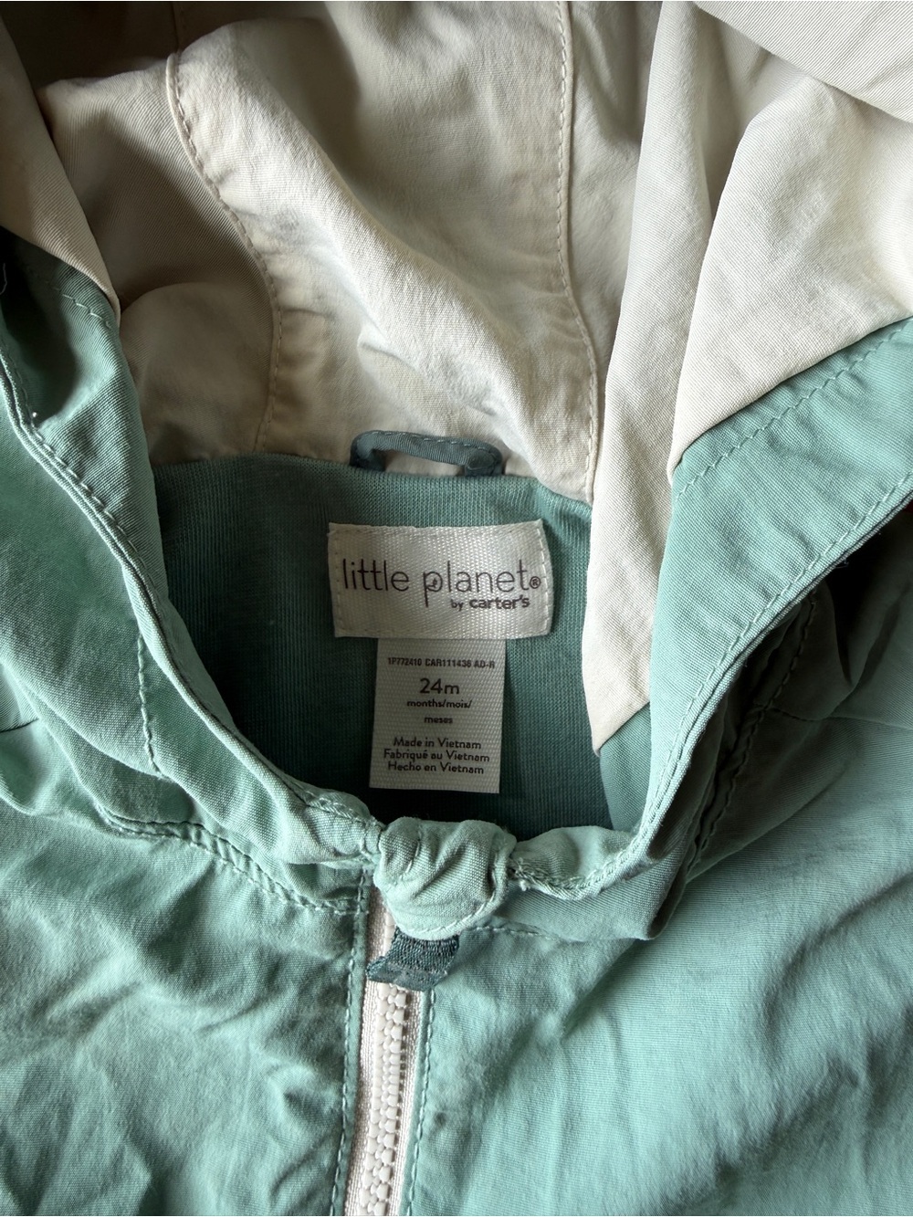 Little Planet, Windbreaker, Mint Green Hooded Jacket, 24 Months